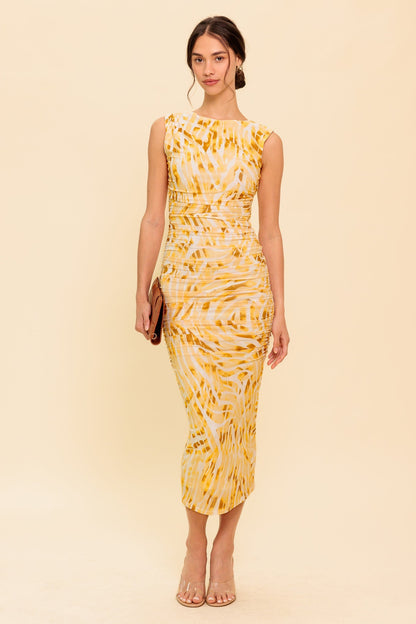 Wild As Ever Power Mesh Cheetah Print Bodycon Midi Dress