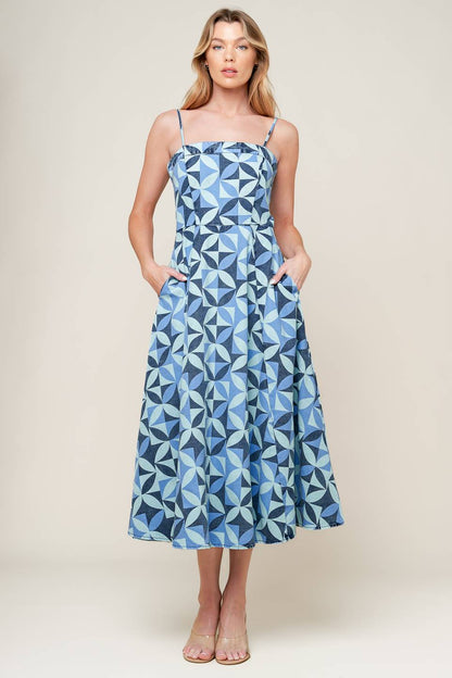 GWENNY GEOMETRIC BLUE DENIM MIDI DRESS FINAL