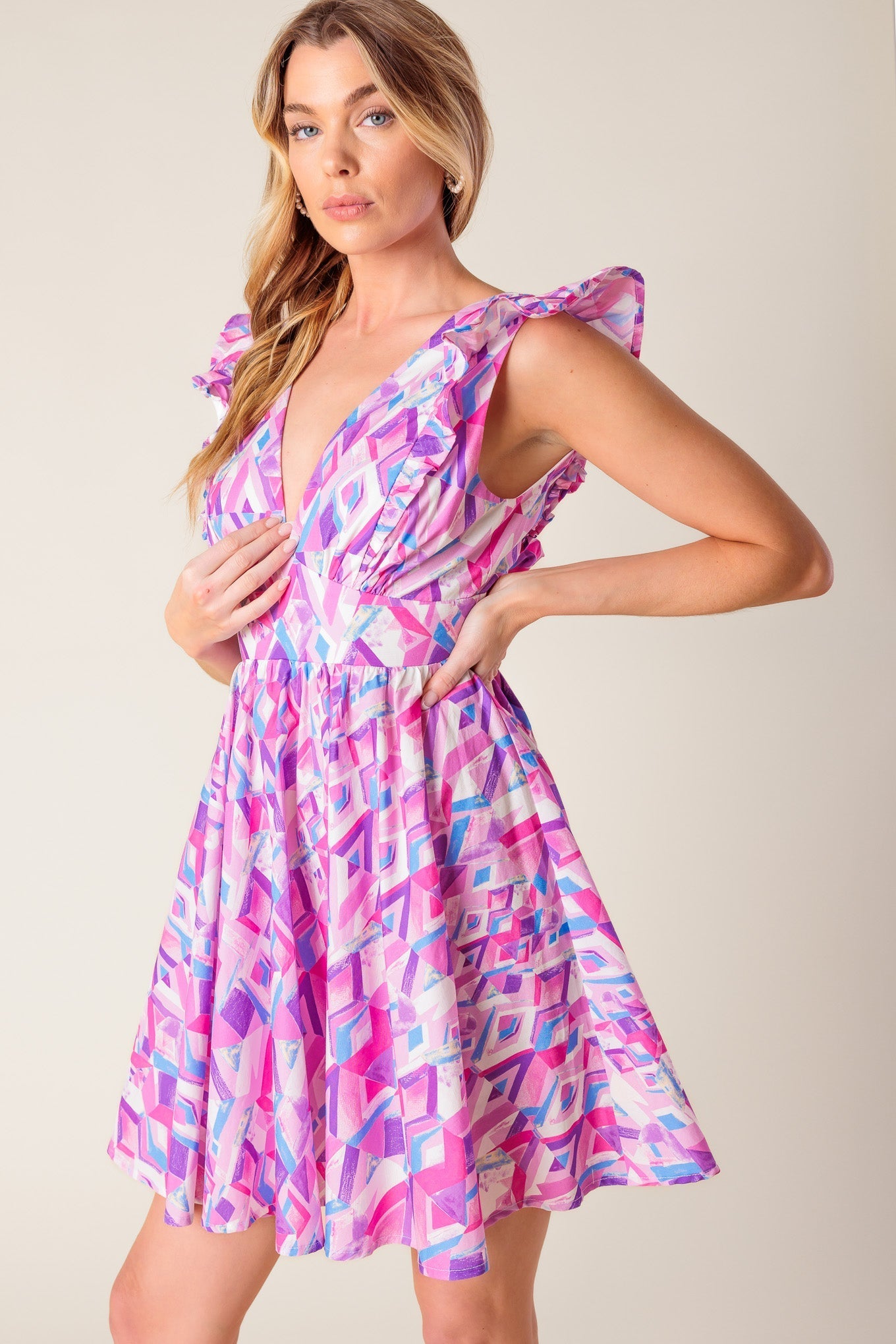 BETTER WITH YOU PINK & BLUE MINI DRESS