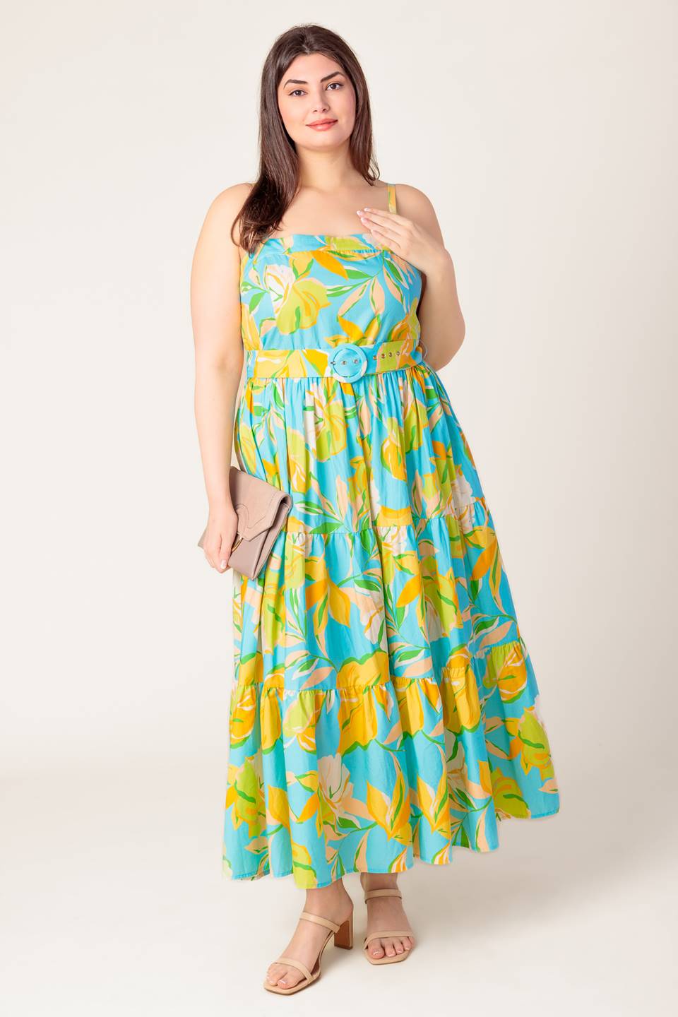 A PERFECT DAY MIDI DRESS BLUE & YELLOW