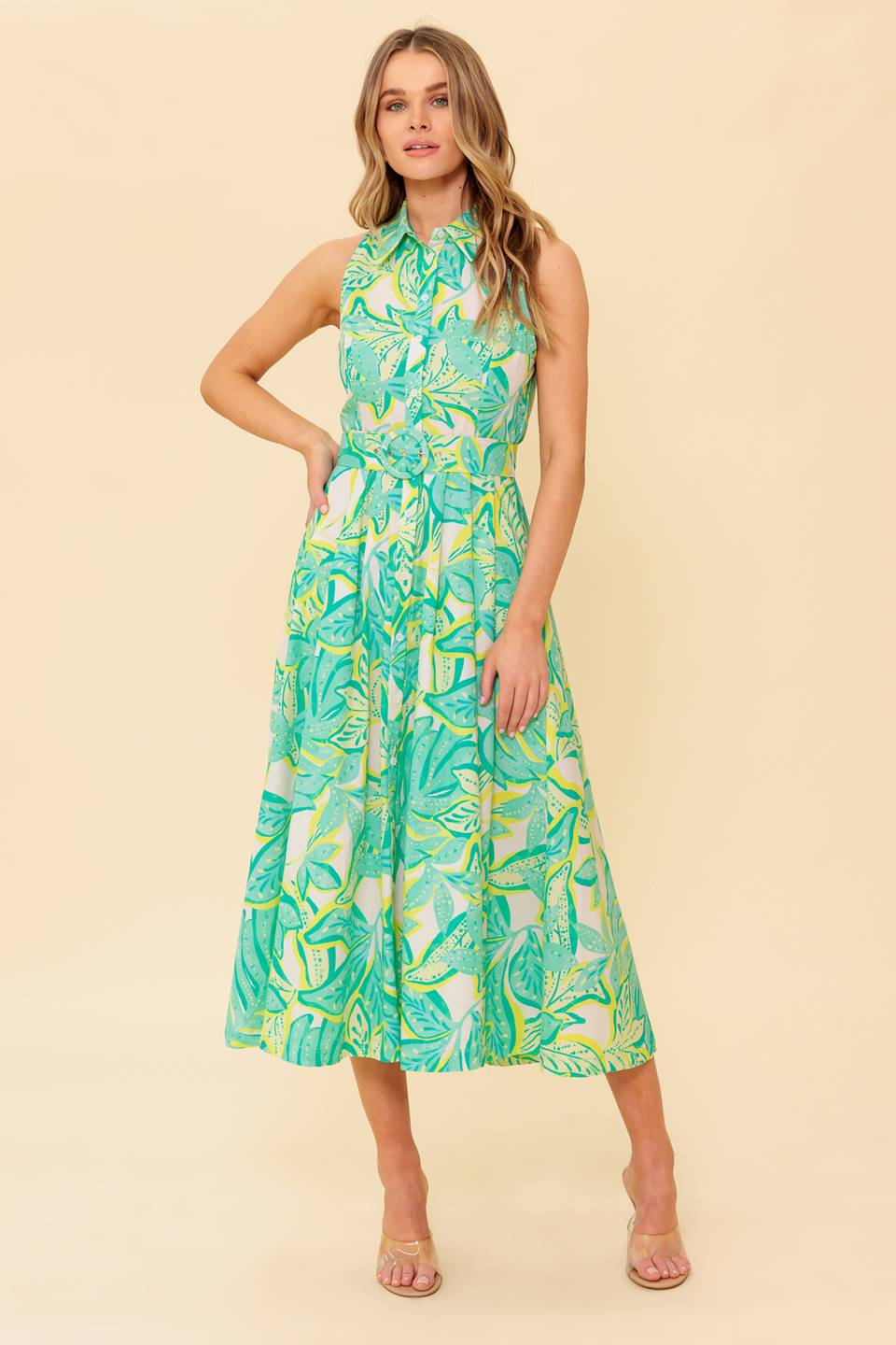 DAYS WITH YOU MIDI SHIRT DRESS GREEN FINAL