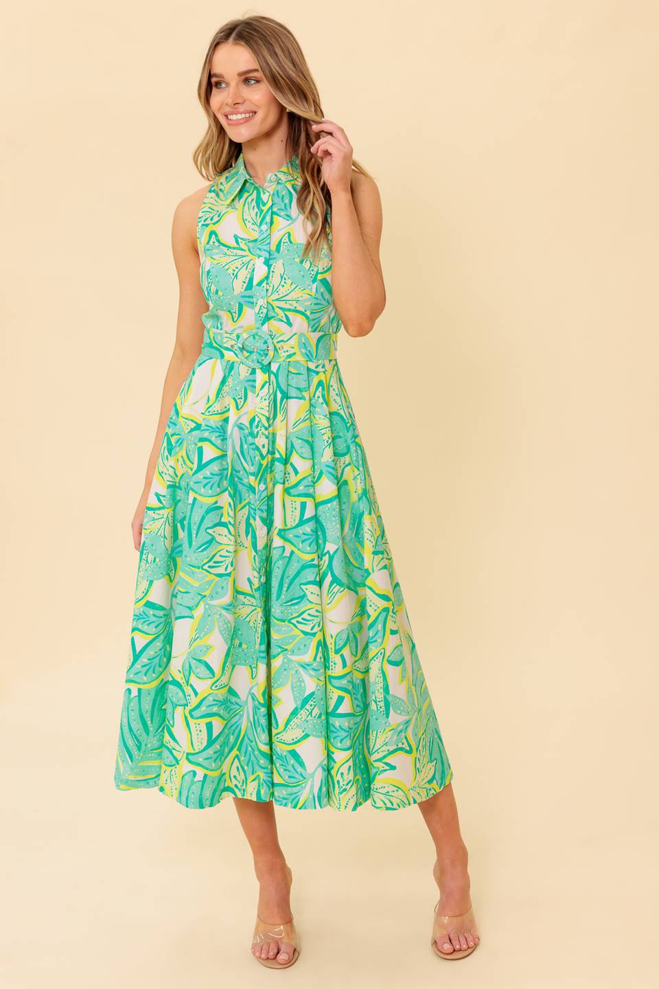 DAYS WITH YOU MIDI SHIRT DRESS GREEN FINAL