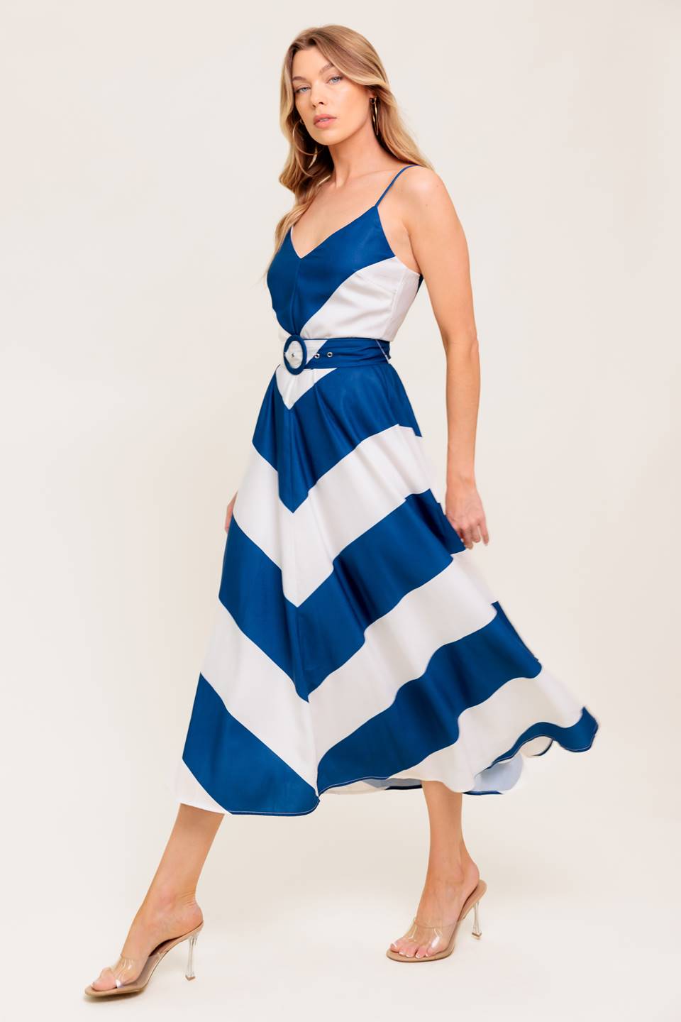 COASTAL CHARM MIDI DRESS NAVY & WHITE