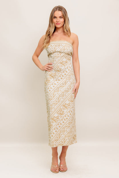 BOHO H- STRAPLESS MIDI DRESS