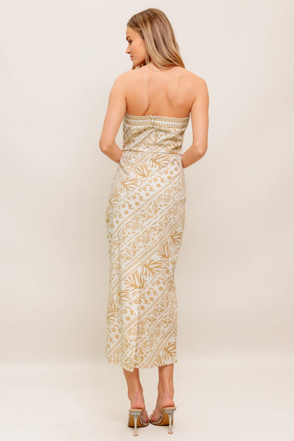 BOHO H- STRAPLESS MIDI DRESS