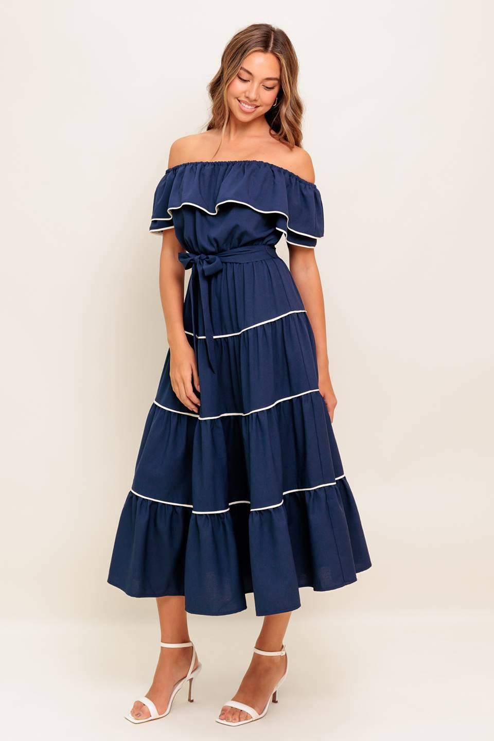BUTTERCREAM DREAM NAVY MIDI DRESS