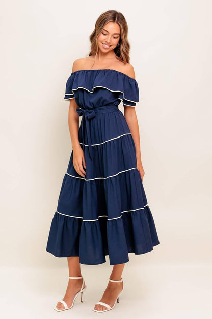 BUTTERCREAM DREAM NAVY MIDI DRESS