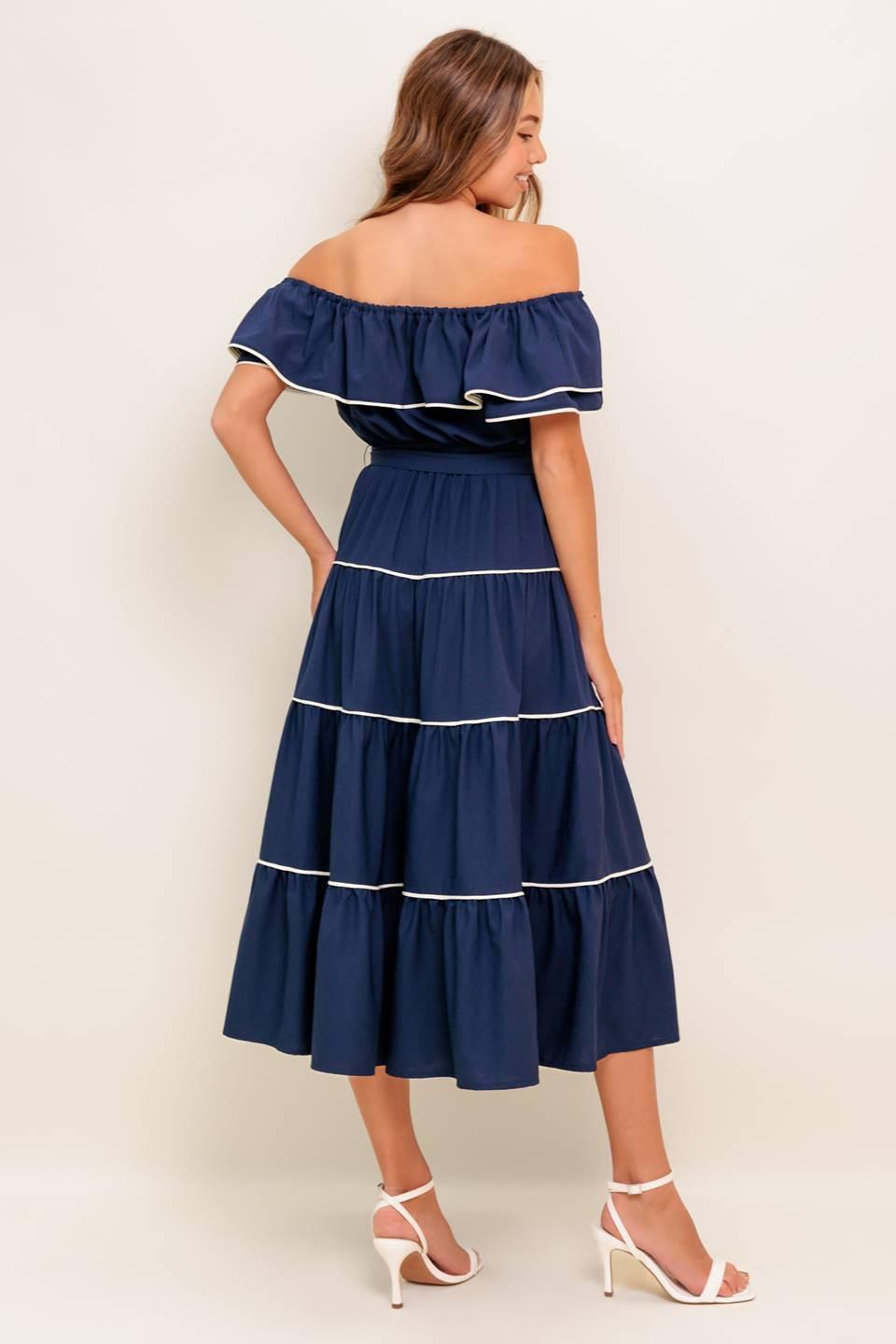 BUTTERCREAM DREAM NAVY MIDI DRESS