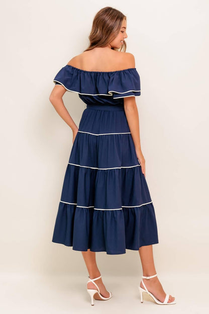 BUTTERCREAM DREAM NAVY MIDI DRESS