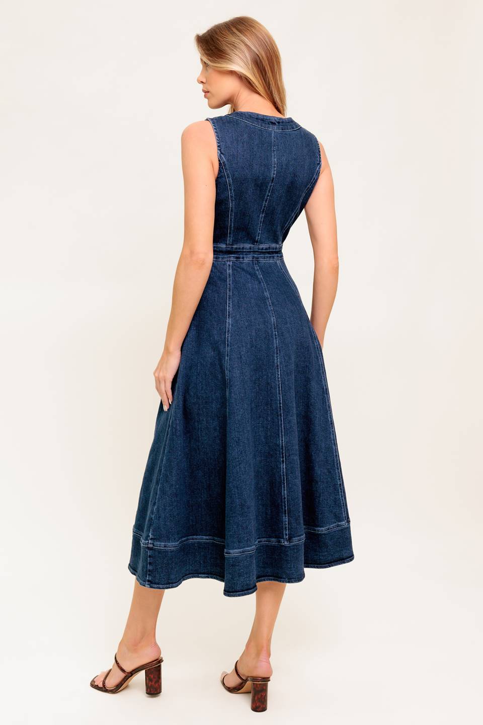 RAW BEAUTY ZIP FRONT DENIM MIDI DRESS