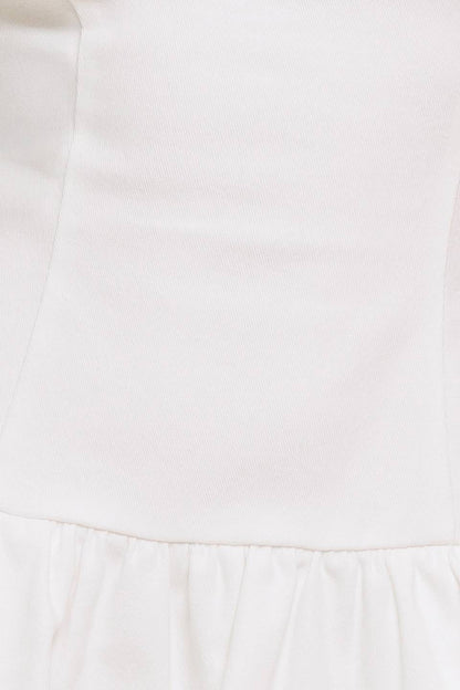 TWILIGHT WISH WHITE DENIM BUBBLE HEM MINI DRESS