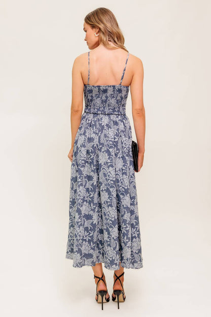 ORDINARY IS OVERRATED FLORAL DENIM BLUE DRESS