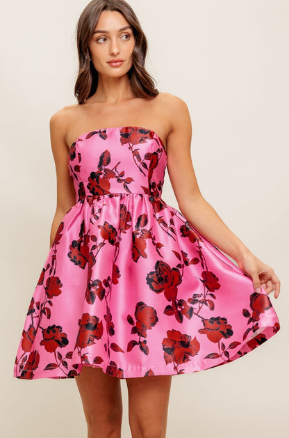 WAVERLY MINI DRESS PINK FLORAL