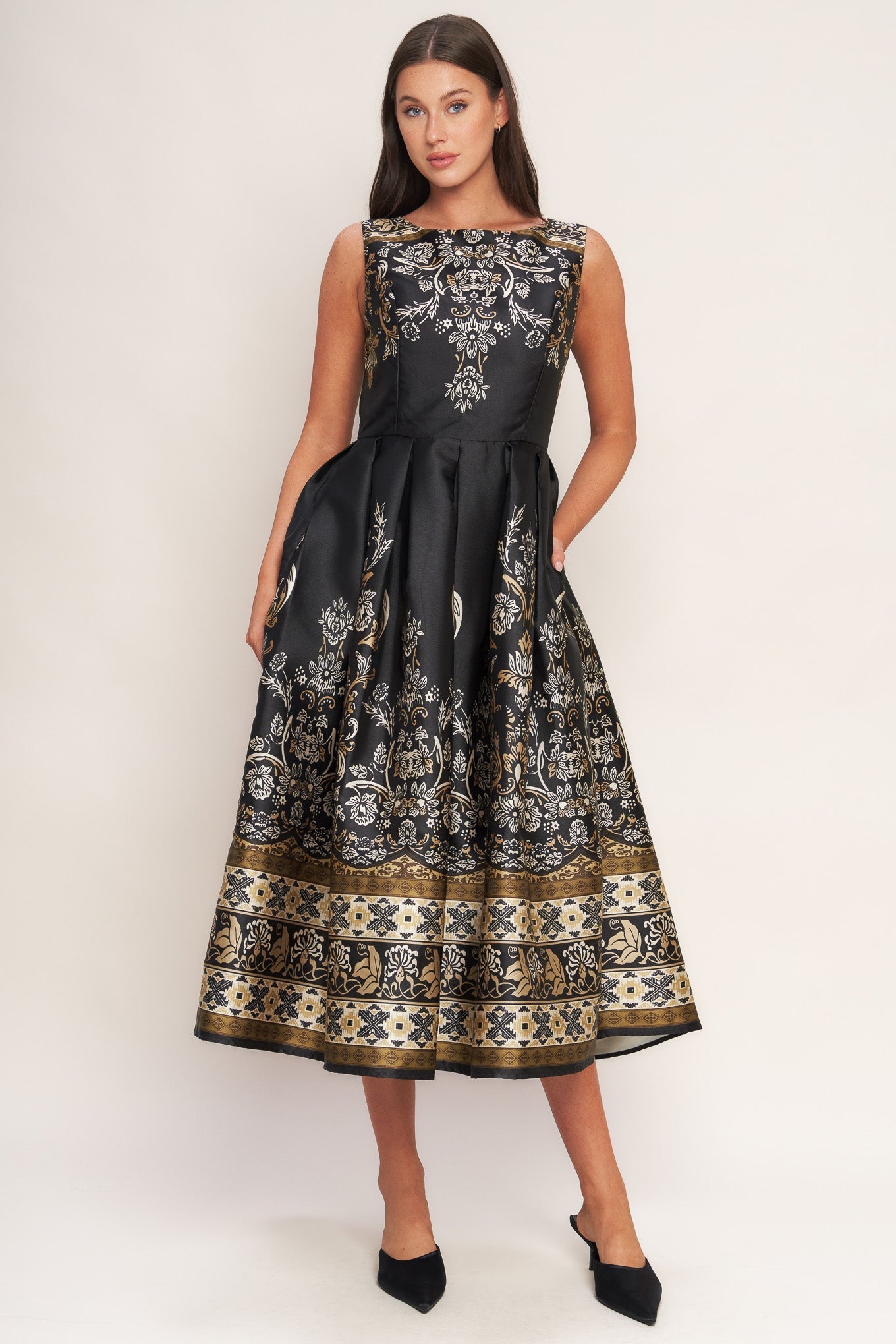 BAROQUE SPELL BLACK MIDI DRESS FINAL