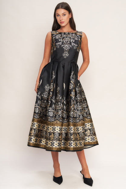 BAROQUE SPELL BLACK MIDI DRESS FINAL