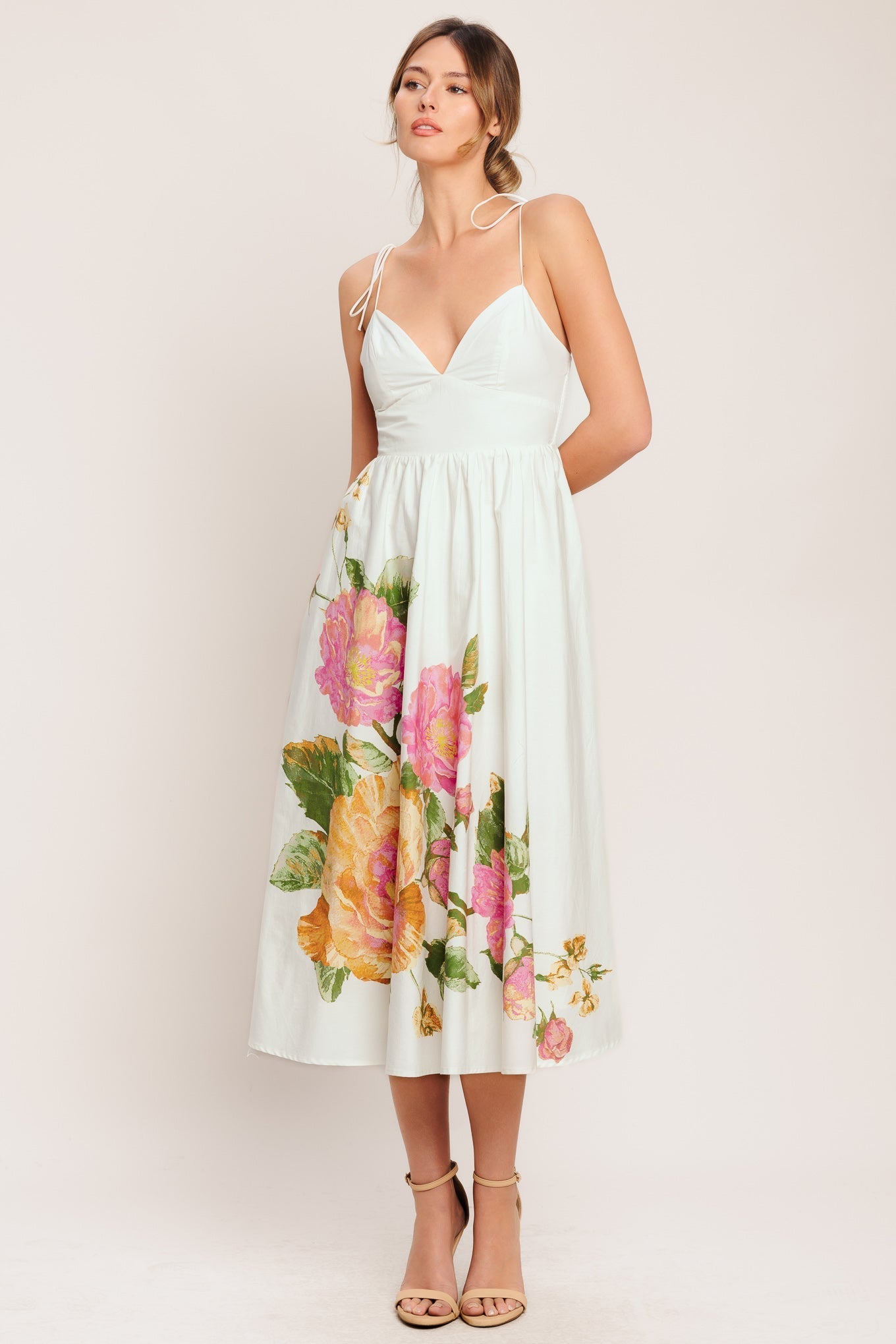 POETIC BLOOM IVORY FLORAL MIDI DRESS FINAL