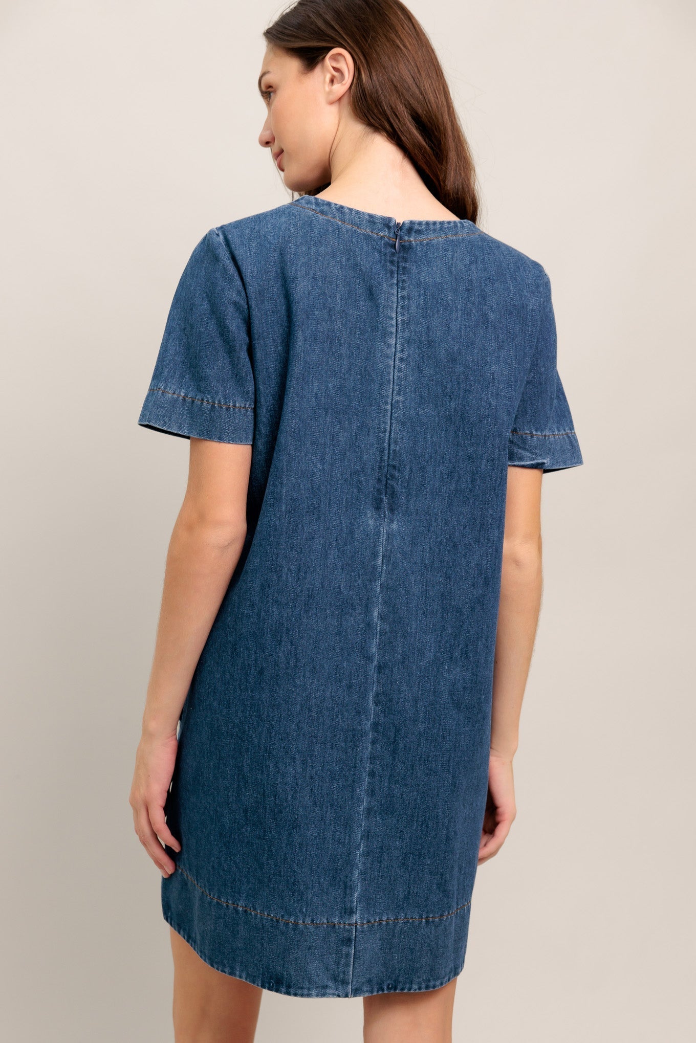 SIMPLY PUT TOGETHER SHORT SLEEVE DENIM MINI DRESS