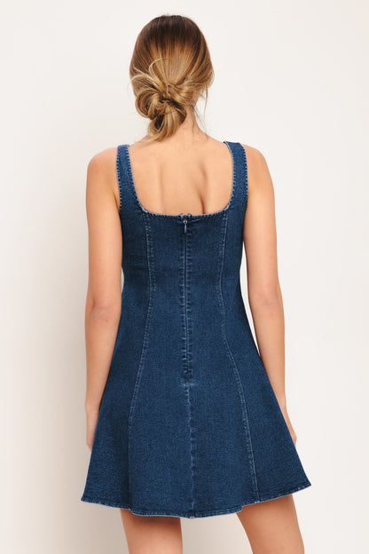 URBAN POLISH SQUARE NECK DENIM MINI DRESS