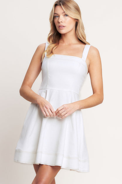 FIRST DATE FEELS WHITE TWILL MINI DRESS