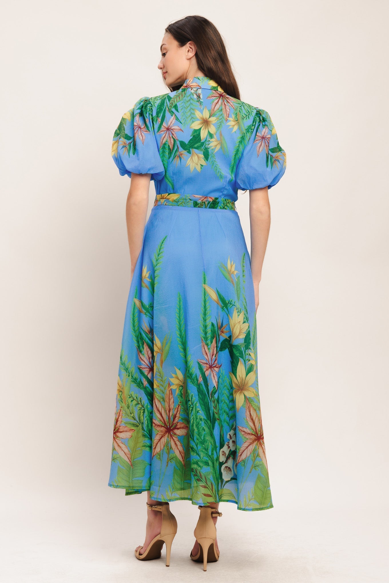 PALM SERENADE BLUE MIDI DRESS