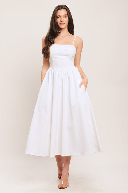 CLOUD PETAL WHITE DENIM MIDI DRESS- FINAL