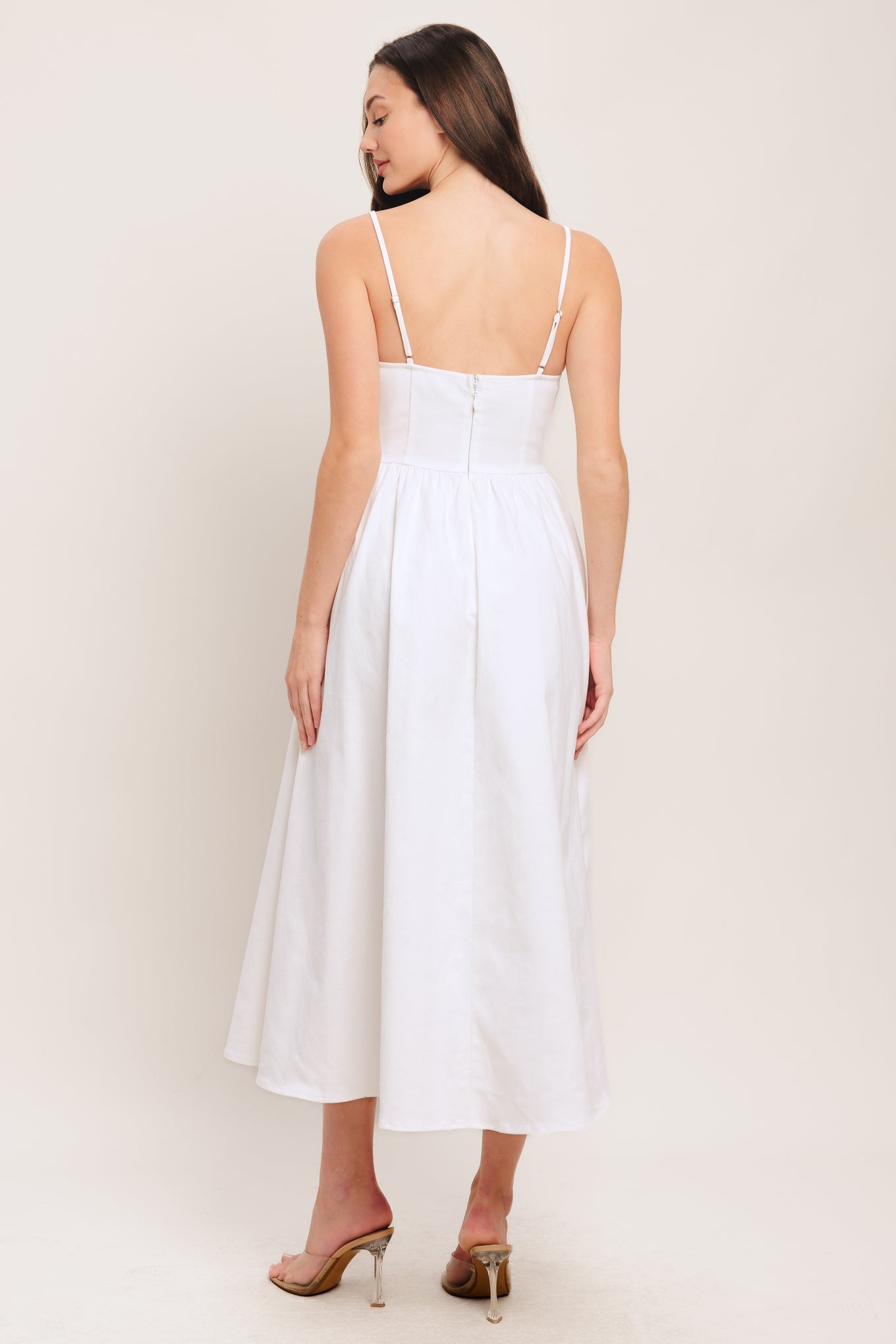 CLOUD PETAL WHITE DENIM MIDI DRESS- FINAL