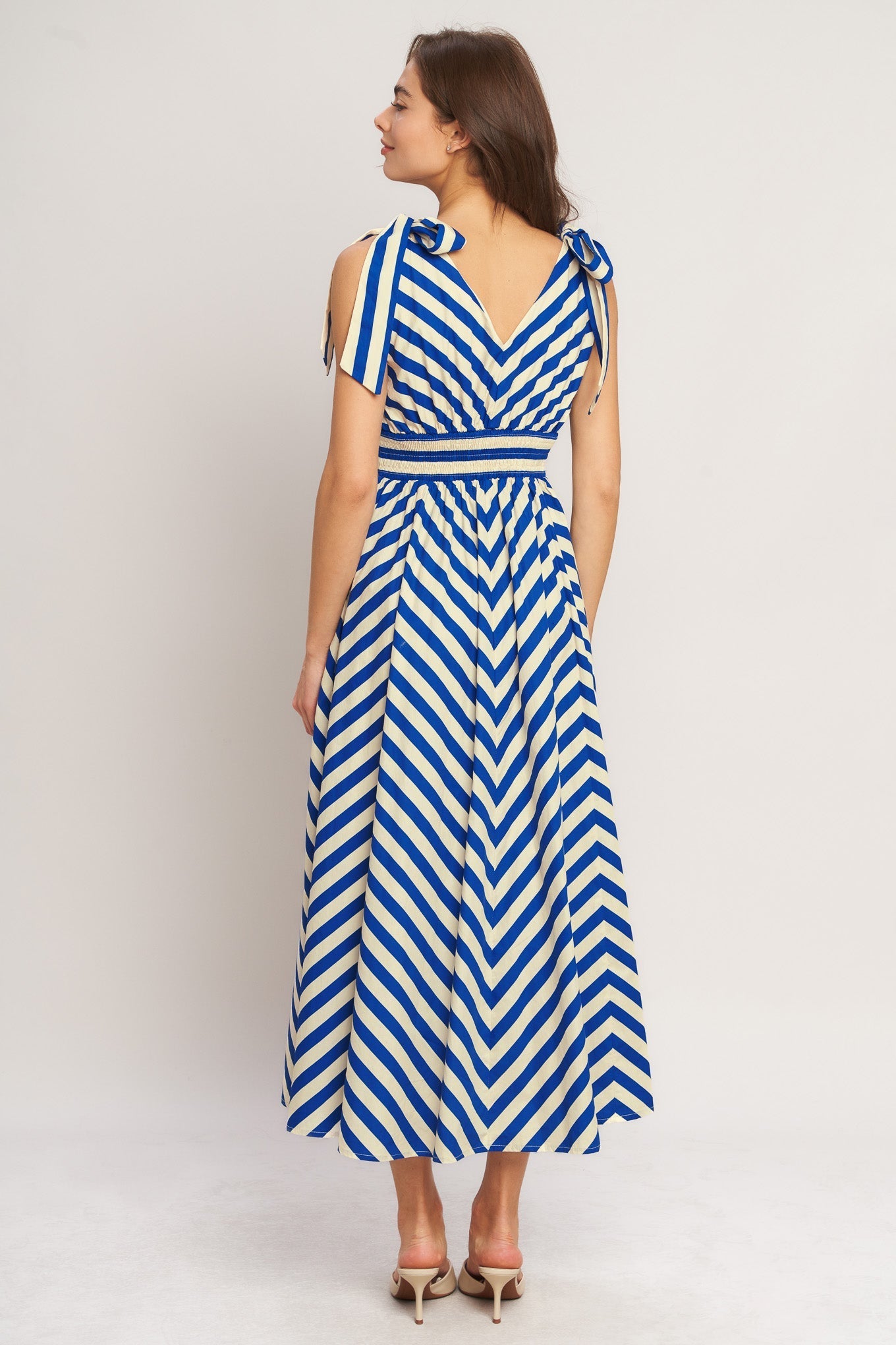 BLUE VOYAGE STRIPE MIDI DRESS