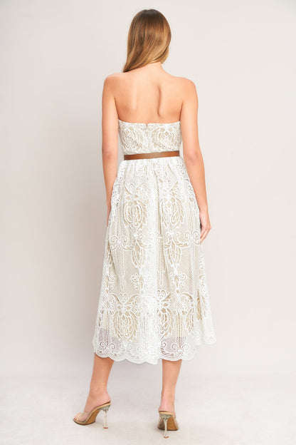 ELEGANT GARDEN LACE MIDI DRESS