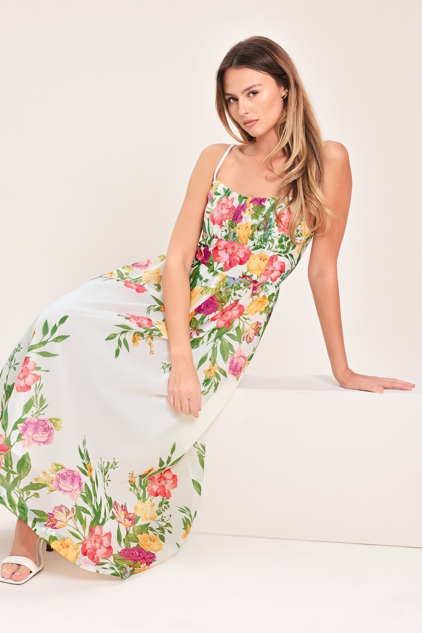 SHADOW SPRINGS A- FLORAL MIDI DRESS
