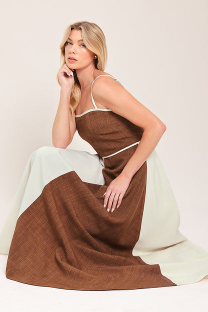SIENNA FORM COLOR BLOCK MIDI DRESS