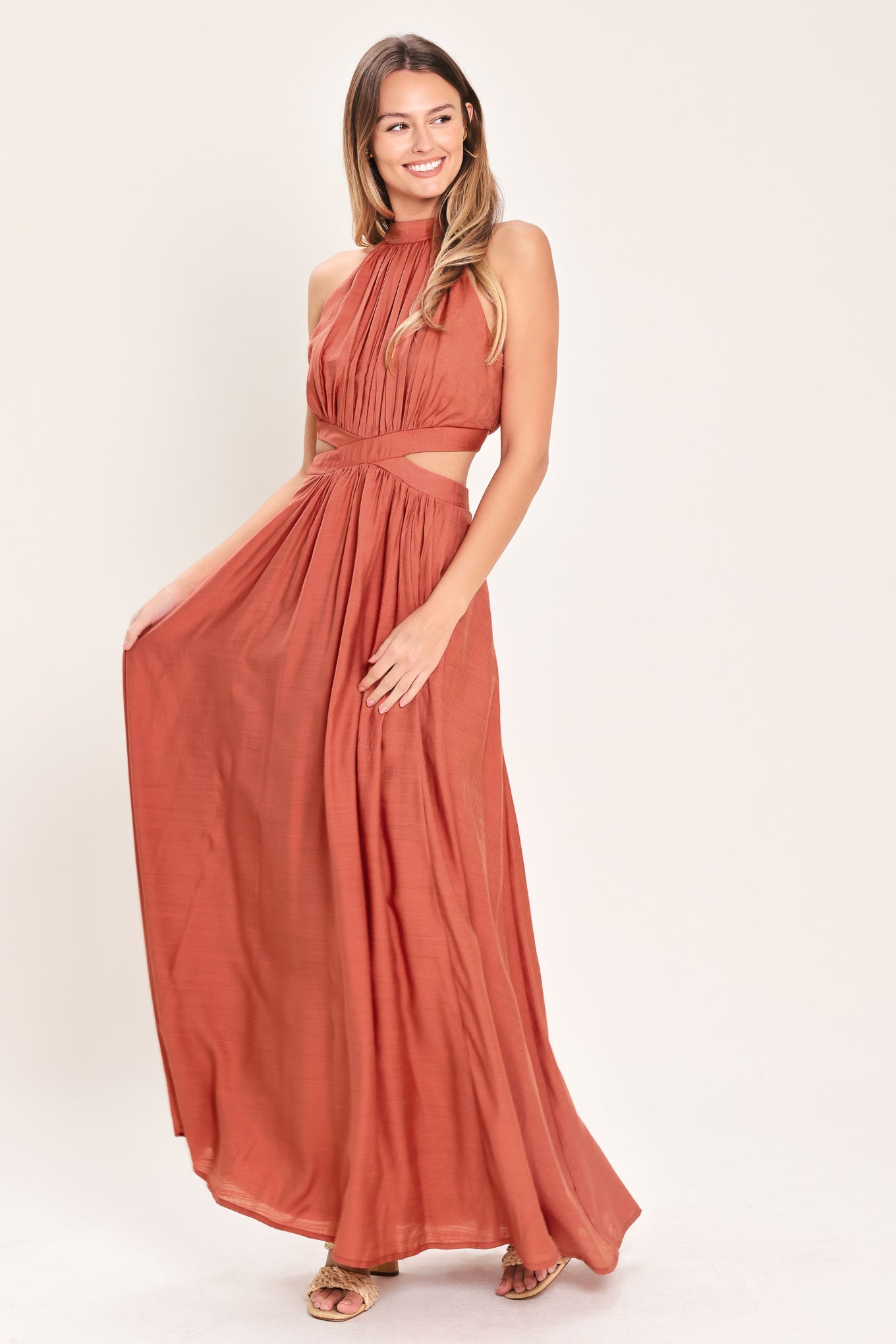 HALTER MAXI DRESS WITH SIDE CUT-OUTS
