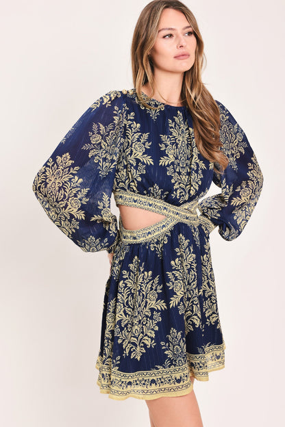 PALACE GARDEN FANTASY LONG SLEEVE MINI DRESS