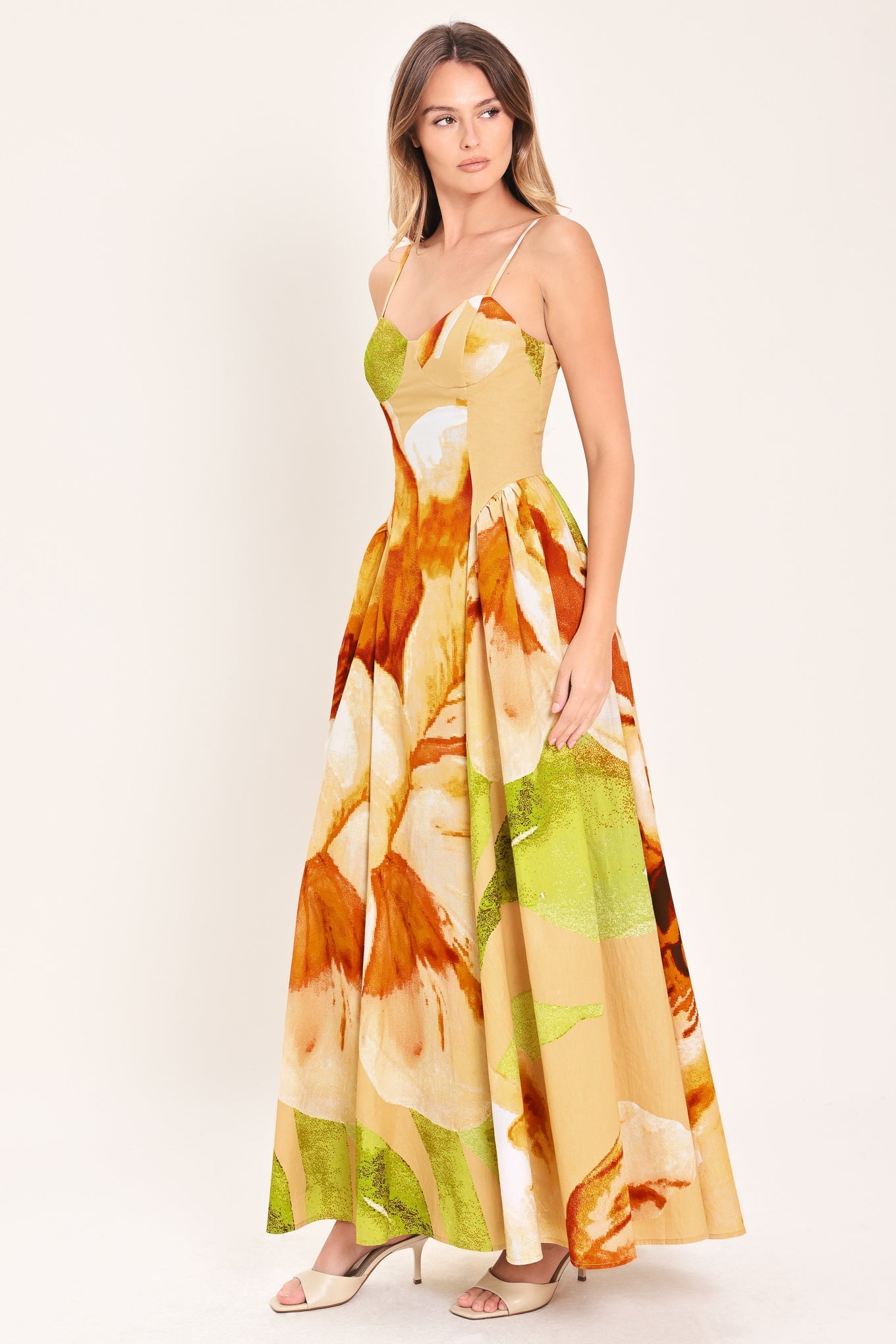 Limoncello Garden Maxi Dress Floral Bustier Dress