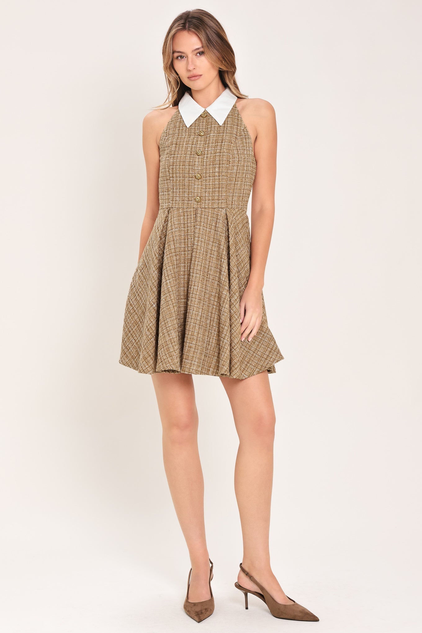 CAMBRIDGE TWEED MINI DRESS WITH COLLAR