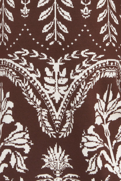 TERRA TAPESTRY BROWN SWEATER KNIT MINI DRESS