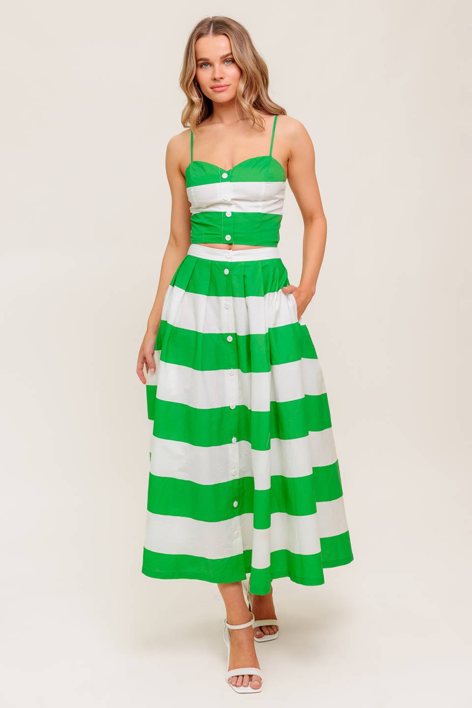ENDLESS FLAIR TOP & SKIRT SET GREEN