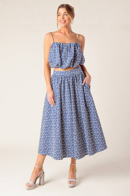 THE BEAUTY OF NOW TOP & SKIRT SET CHAMBRAY