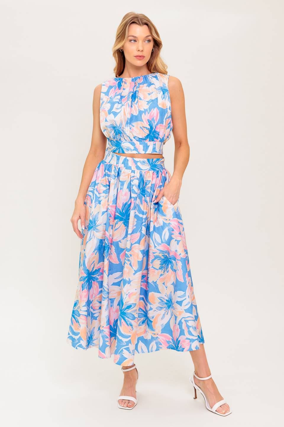 SUMMER HARMONY TIE TOP & SKIRT SET POWDER BLUE