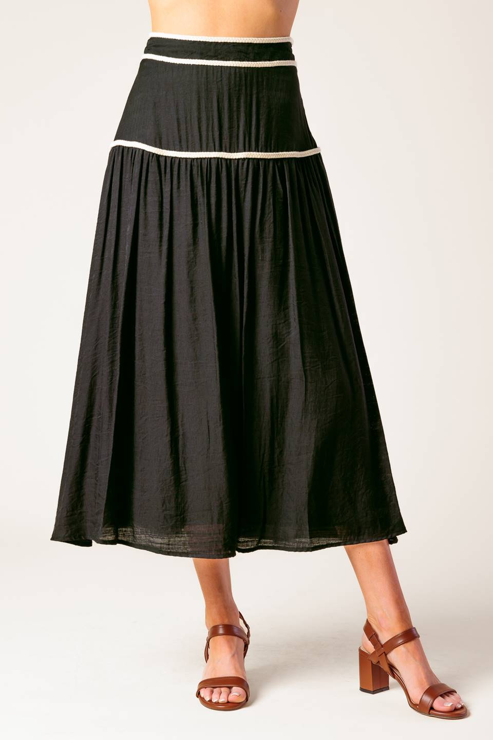 DIVIDE AND CONTOUR TOP & SKIRT SET BLACK