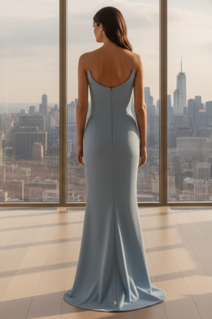 Daris Gown Light Blue Cat-Eye Scoop Neckline Dress