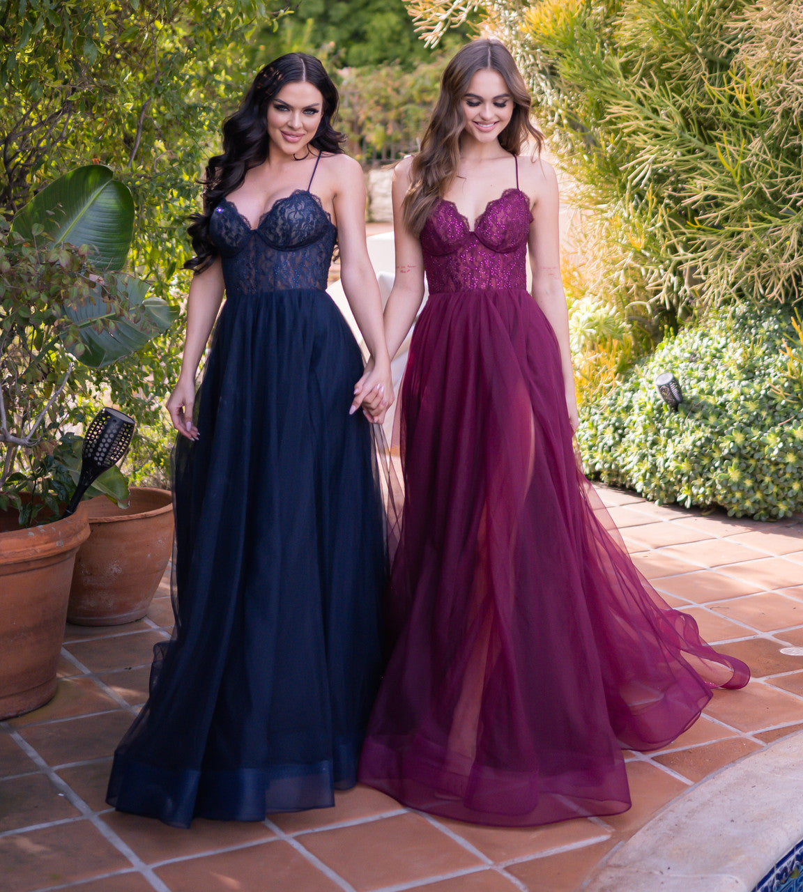 Dani Gown Mulberry Lace & Tulle A- Dress