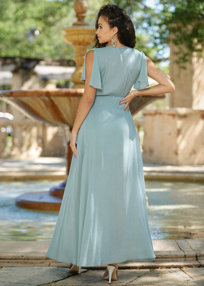 Size XS, Kari Wrap Maxi Dress Smoky Blue FINAL
