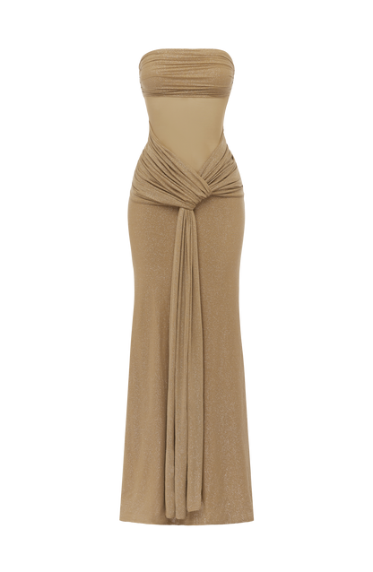 Paula Maxi Dress Gold Sparkle