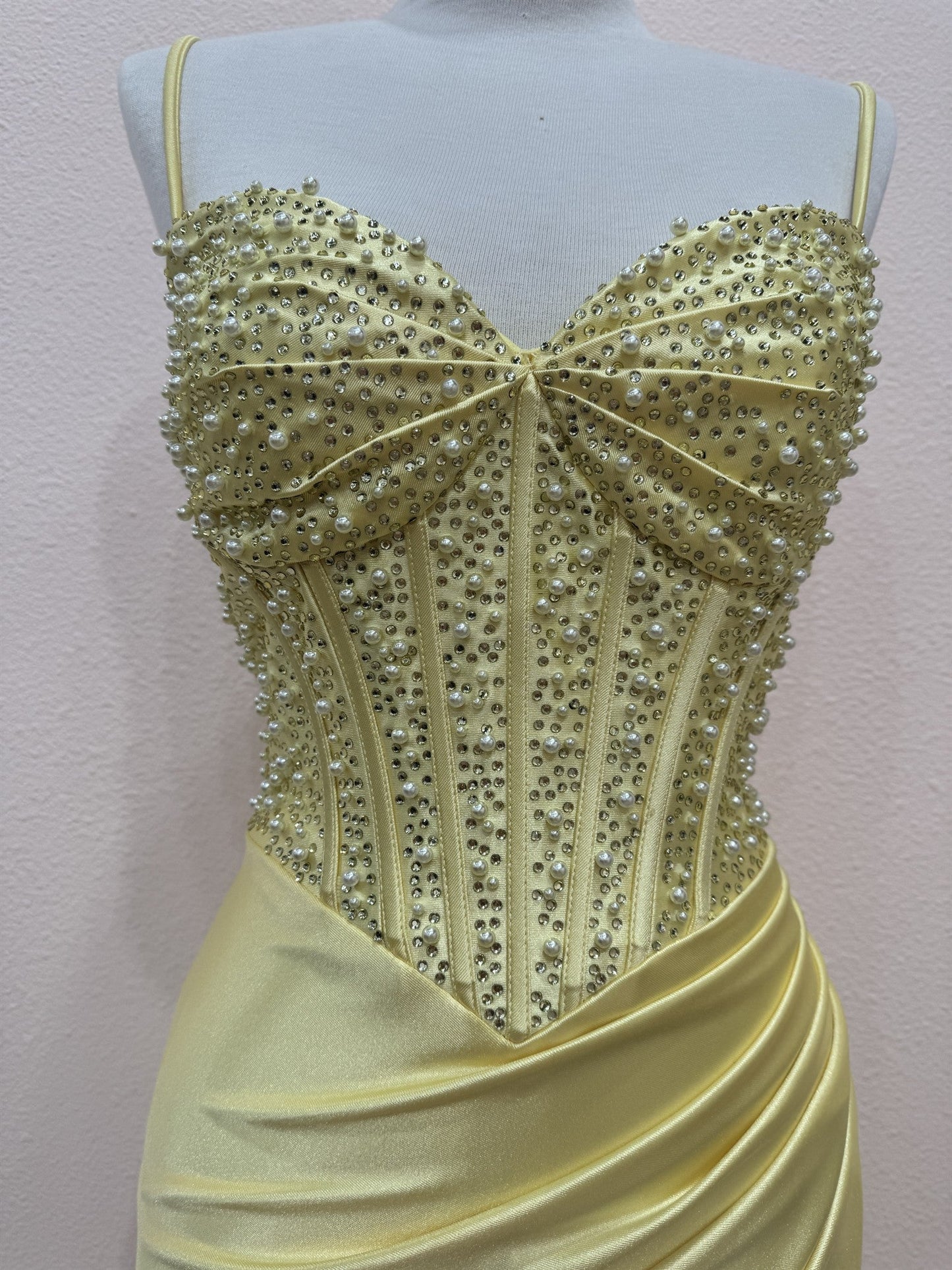 Angie Mini Dress Beaded Corset Satin Cocktail Dress