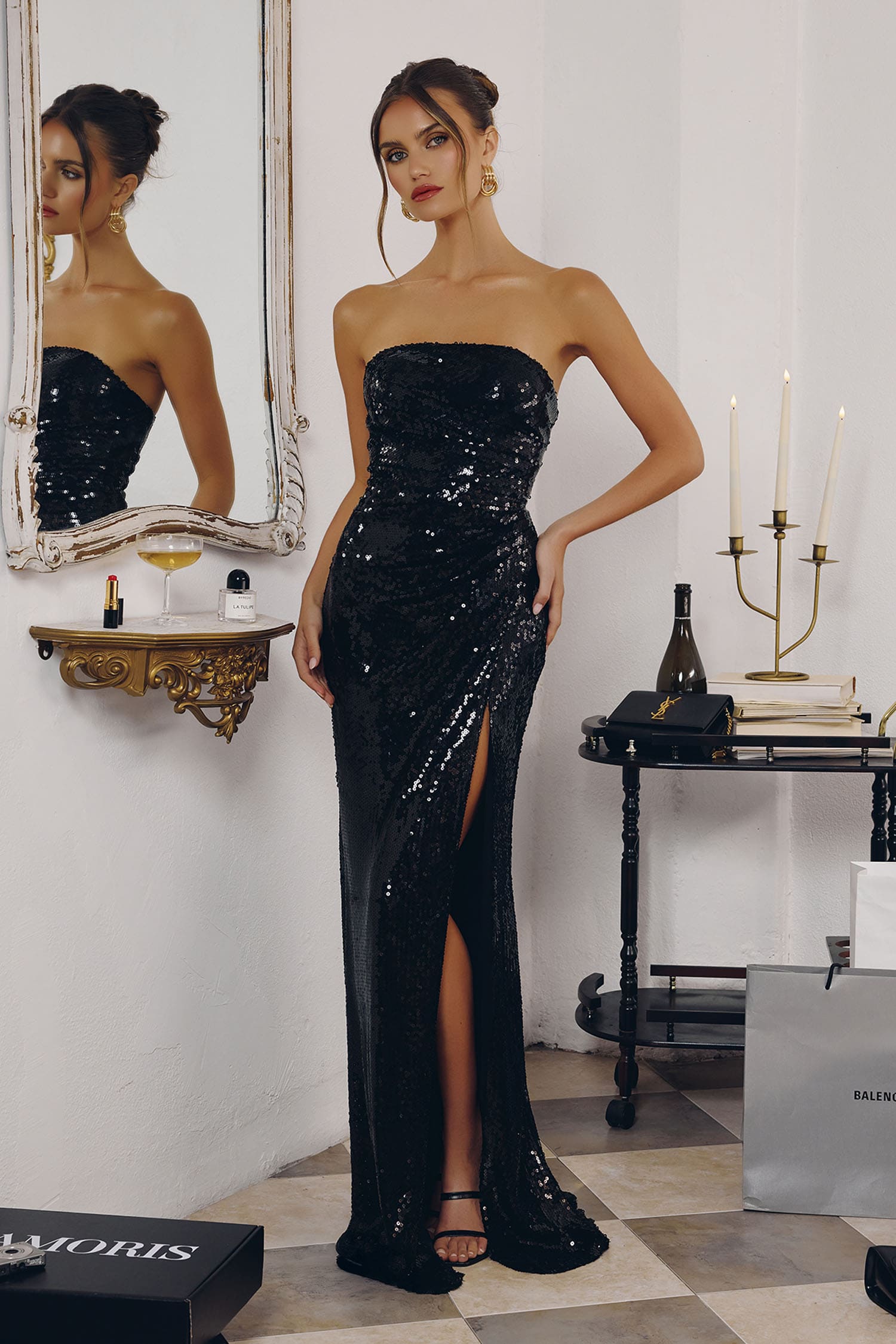 Shauna Gown Strapless Sequin Dress