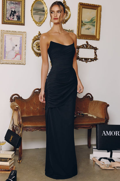 Skyler Gown Strapless Draped Chiffon Dress