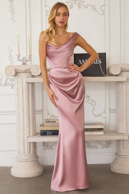 Danilynn Gown One Shoulder Satin Mermaid Dress