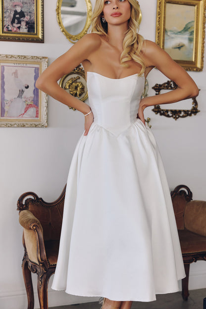 Talullah Midi Dress Off-White Mikado Cocktail Dress