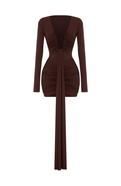 Tara Mini Dress Plum Brown