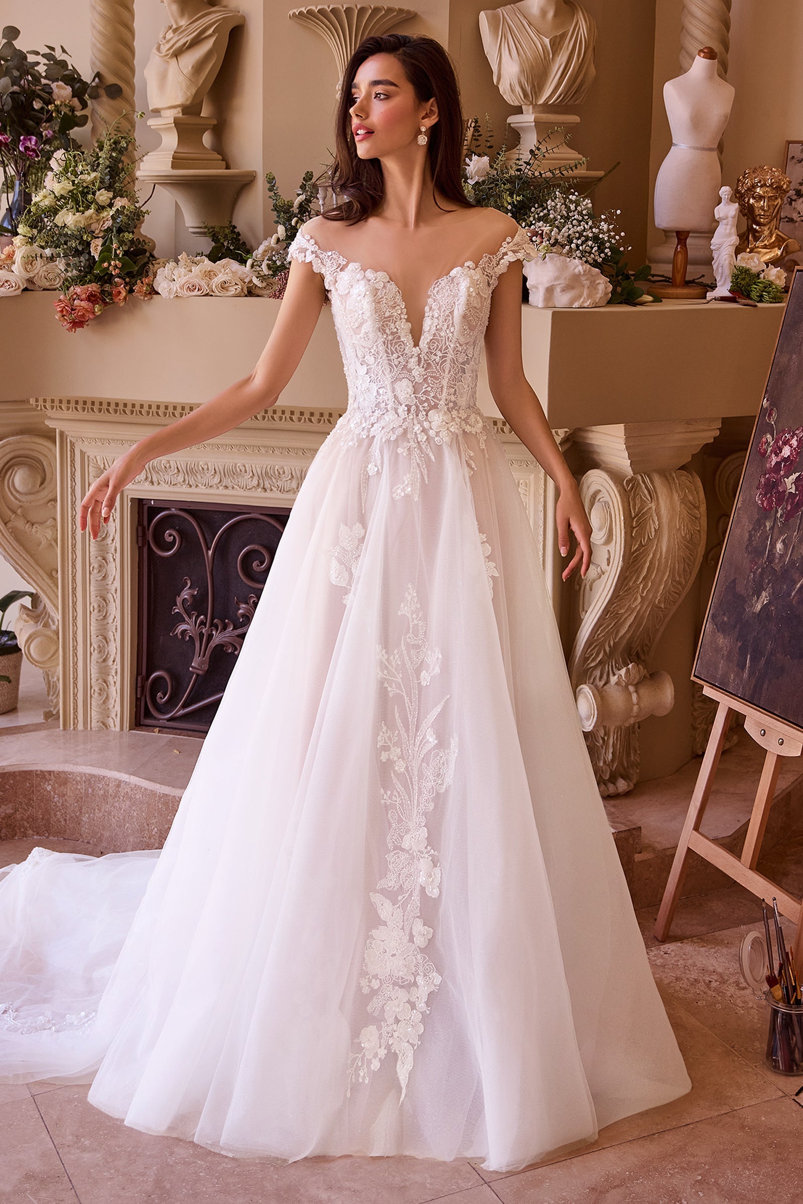 WL038 Cap Sleeve Bridal Ball Gown Andrea & Leo